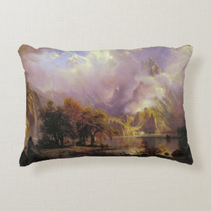 Rocky Mountain Landscape by Albert Bierstadt Decorative Cushion