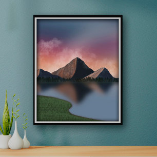 Rocky Mountain Landscape Lake Poster Art Print