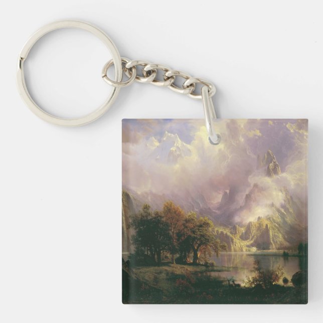 Rocky Mountain Landscape Majestic Scenery Key Ring (Front)