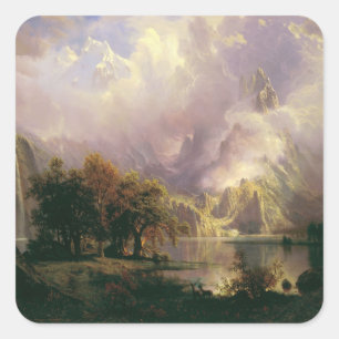 Rocky Mountain Landscape Majestic Scenery Square Sticker