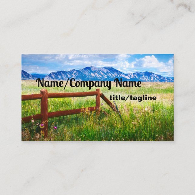 Rocky Mountain landscape wild flowers photo art Business Card (Front)