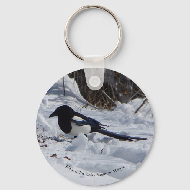 Rocky Mountain Magpie button key chain (Front)