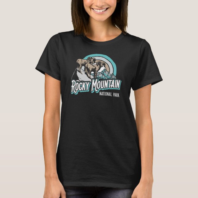 Rocky Mountain National Park Big Horn Sheep Retro  T-Shirt (Front)