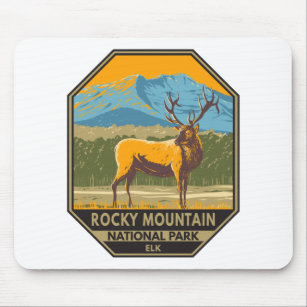 Rocky Mountain National Park Colorado Elk Vintage  Mouse Pad