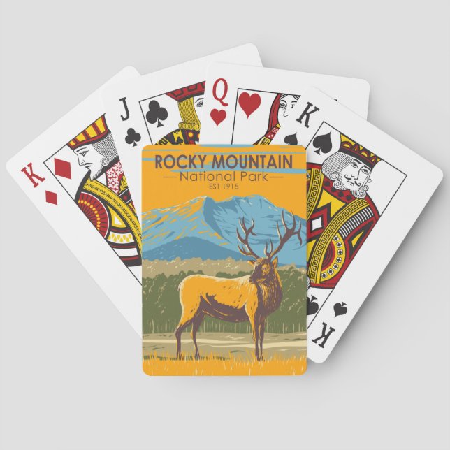 Rocky Mountain National Park Colorado Elk Vintage  Playing Cards (Back)