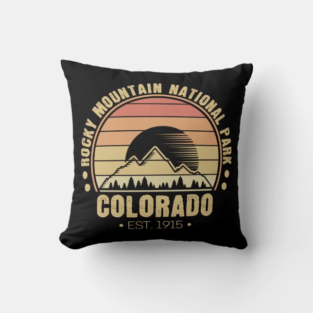 Rocky Mountain National Park Colorado Rerto Cushion (Front)