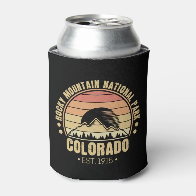 Rocky Mountain National Park Colorado Retro Can Cooler (Can Front)
