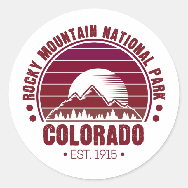 Rocky Mountain National Park Colorado Retro Classic Round Sticker (Front)