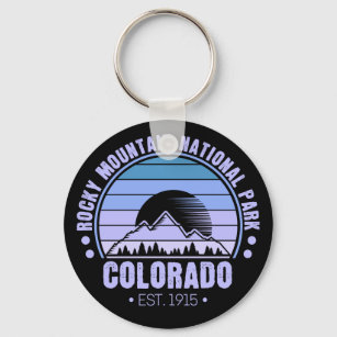 Rocky Mountain National Park Colorado Retro Key Ring