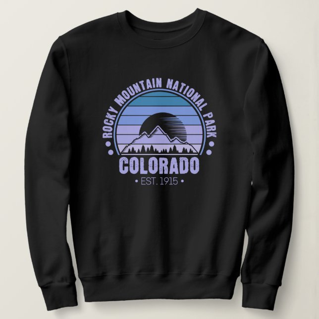 Rocky Mountain National Park Colorado Retro Sweatshirt (Design Front)