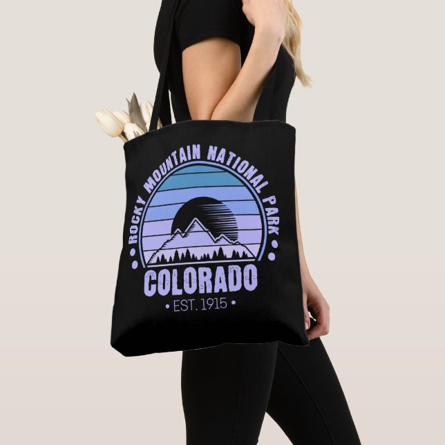 Rocky Mountain National Park Colorado Retro Tote Bag (Close Up)