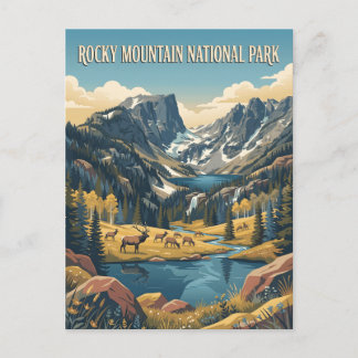 Rocky Mountain National Park Colorado Retro Travel Postcard