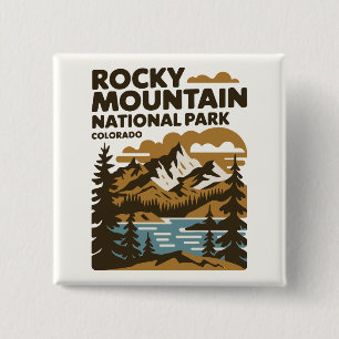 Rocky Mountain National Park Colorado Vintage Art 15 Cm Square Badge