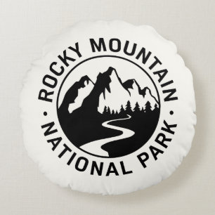Rocky Mountain National Park Emblem Round Cushion