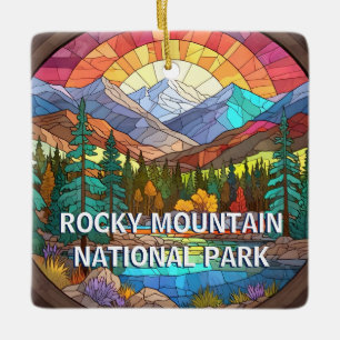 Rocky Mountain National Park Faux Stained Glass Ceramic Ornament
