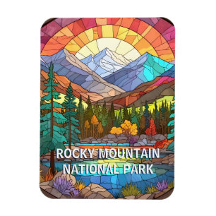 Rocky Mountain National Park Faux Stained Glass Magnet