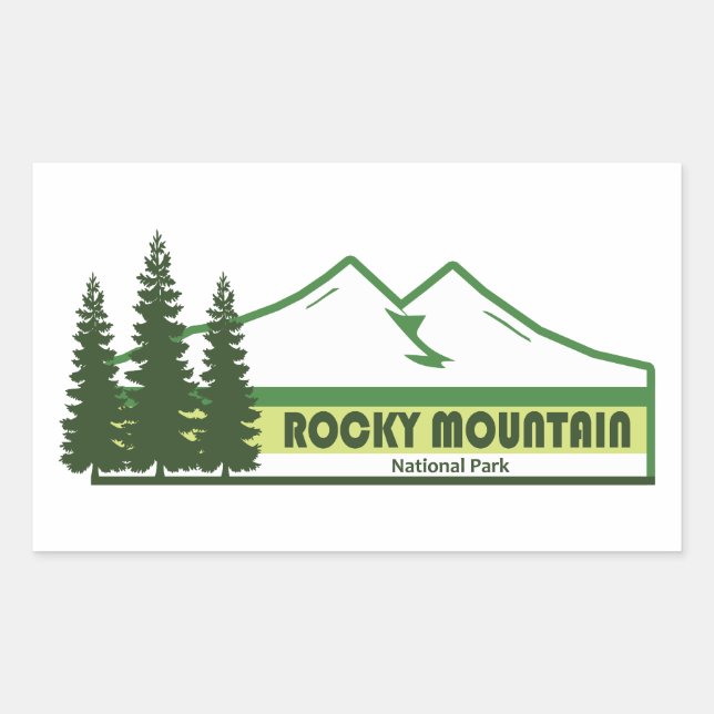 Rocky Mountain National Park Green Stripes Rectangular Sticker (Front)