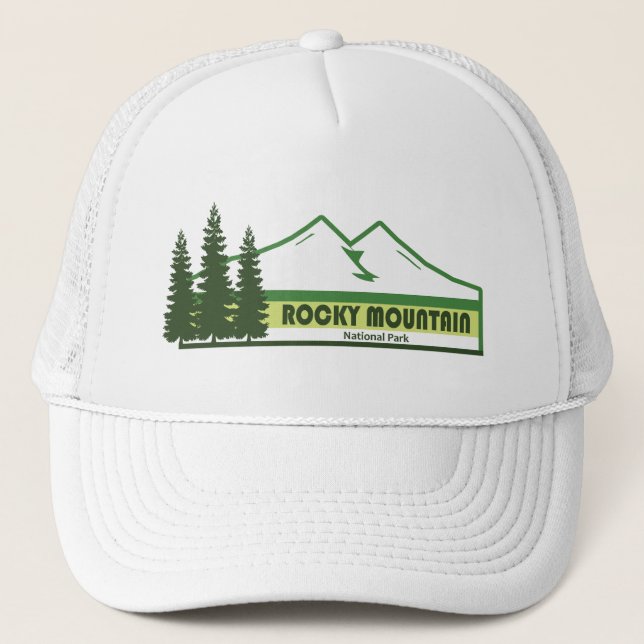 Rocky Mountain National Park Green Stripes Trucker Hat (Front)