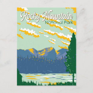 Rocky Mountain National Park Illustration Travel Postcard
