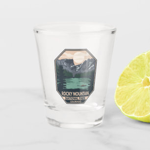 Rocky Mountain National Park Minimal Retro Emblem Shot Glass