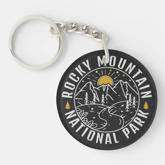 Rocky Mountain National Park Minimalist Souvenirs Key Ring (Front)