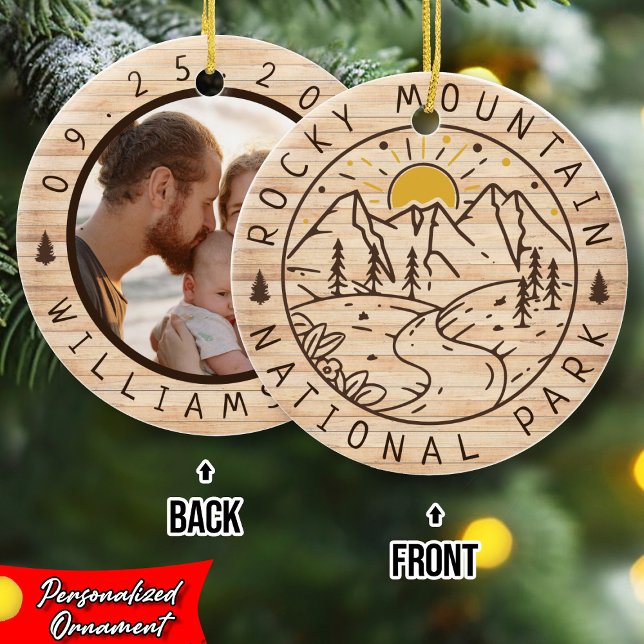 Rocky Mountain National Park Minimalist Wood Ceramic Ornament (Creator Uploaded)