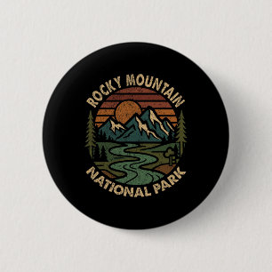 Rocky Mountain National Park Retro Sunset Mountain 6 Cm Round Badge