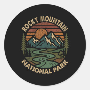 Rocky Mountain National Park Retro Sunset Mountain Classic Round Sticker