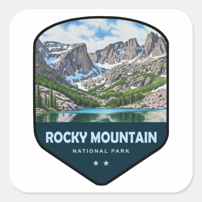 Rocky Mountain National Park Shield Square Sticker (Front)