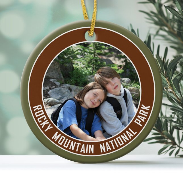 Rocky Mountain National Park Souvenir Ceramic Ornament (Personalized Christmas Photo Ornament)