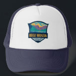 Rocky Mountain National Park Teton Range Travel Trucker Hat<br><div class="desc">Rocky Mountain vector artwork design. The park is known for the Trail Ridge Road and the Old Fall River Road,  drives that pass aspen trees and rivers.</div>