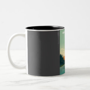 Rocky Mountain National Park Vintage Retro Travel  Two-Tone Coffee Mug