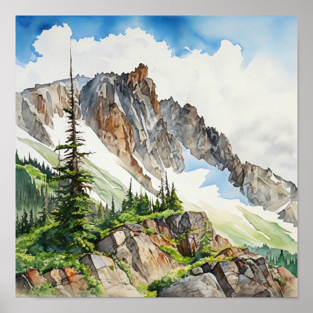 Rocky Mountain National Park Watercolor Poster (Front)