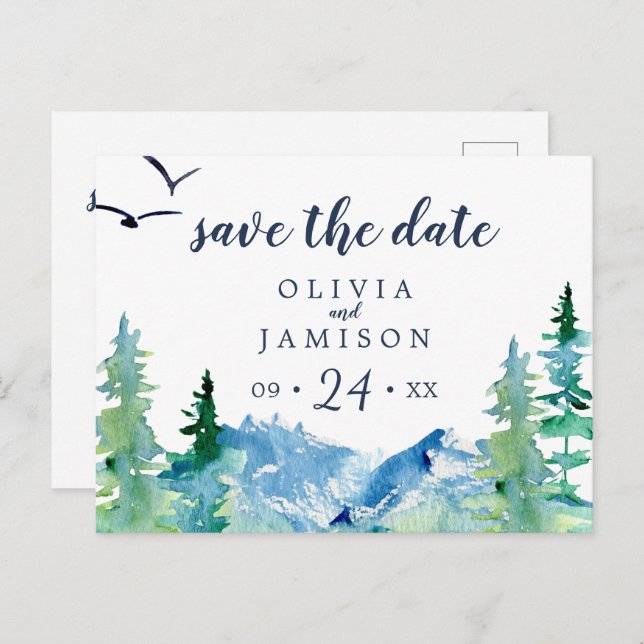 Rocky Mountain Save the Date Announcement Postcard (Front/Back)