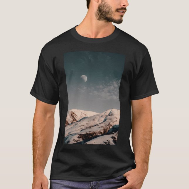 Rocky Mountain Snow Under The Moon Active T-Shirt (Front)