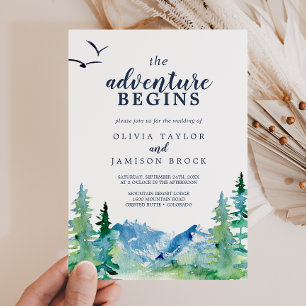 Rocky Mountain The Adventure Begins Wedding Invitation