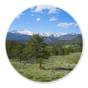 Rocky Mountain View Scenic Landscape Ceramic Knob