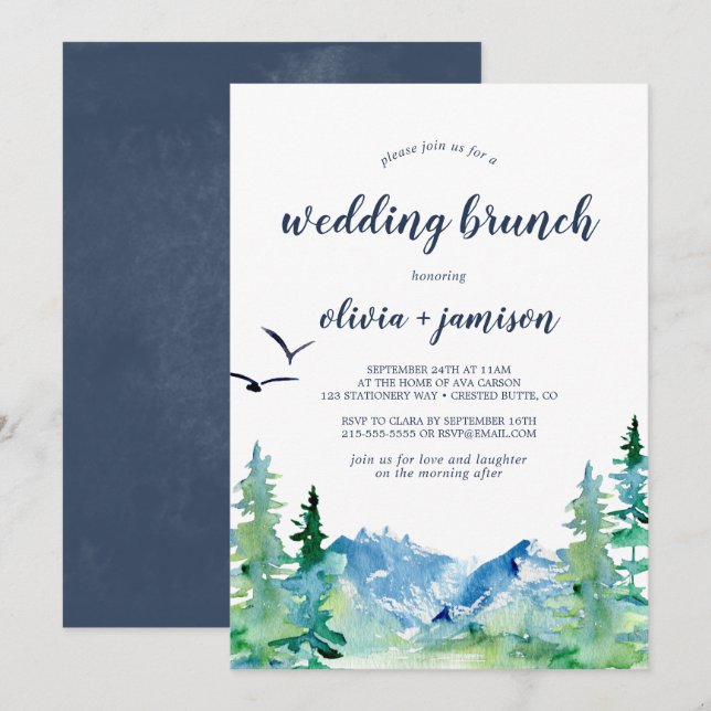Rocky Mountain Wedding Brunch Invitation (Front/Back)