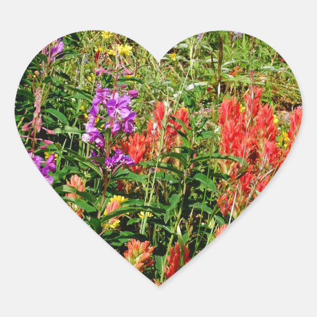 Rocky Mountain Wildflowers Heart Sticker (Front)