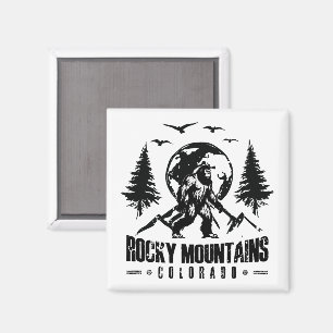 Rocky Mountains Colorado Bigfoot Vintage Hiking Magnet