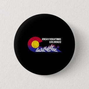 Rocky Mountains Colorado Flag Ski Winter Sport Vin 6 Cm Round Badge