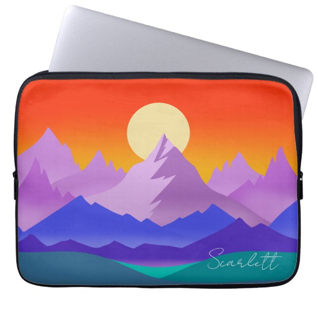 Rocky Mountains Golden Hour Sun Art Laptop Sleeve (Front)