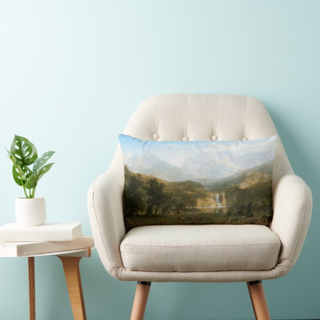 Rocky Mountains, Lander's Peak by Albert Bierstadt Lumbar Cushion (Chair)