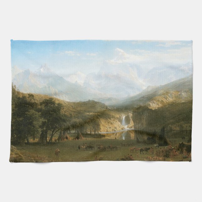 Rocky Mountains, Lander's Peak by Albert Bierstadt Tea Towel (Horizontal)