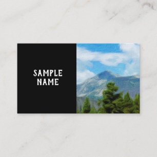 Rocky Mountains landscape nature art on black Business Card