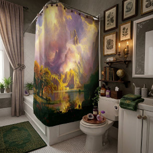 Rocky mountains painting shower curtain