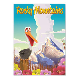 Rocky Mountains Pelican travel poster
