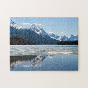 Rocky mountains reflection in Maligne Lake Jigsaw Puzzle