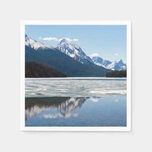 Rocky mountains reflection in Maligne Lake Napkin