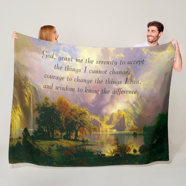 Rocky mountains serenity prayer fleece blanket (In Situ)